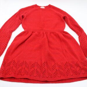 Cat & Jack Girls' Sparkle Crochet Long Sleeve Sweater Size 7/8 Red Dress EUC